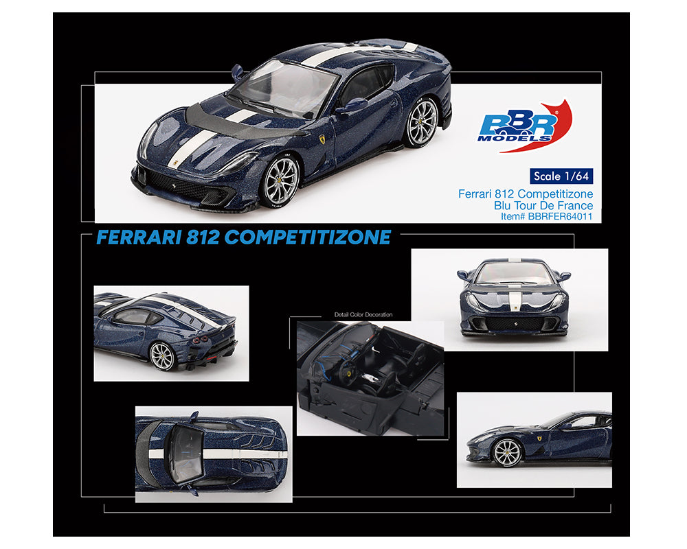 (Preorder) BBR Models 1:64 Ferrari 812 Competitizone Blue Tour De France – Limited Edition