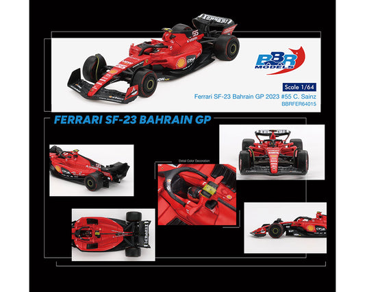 BBR Models 1:64 Ferrari SF23 #55 C. Sainz 2023 Bahrain GP – Limited Edition