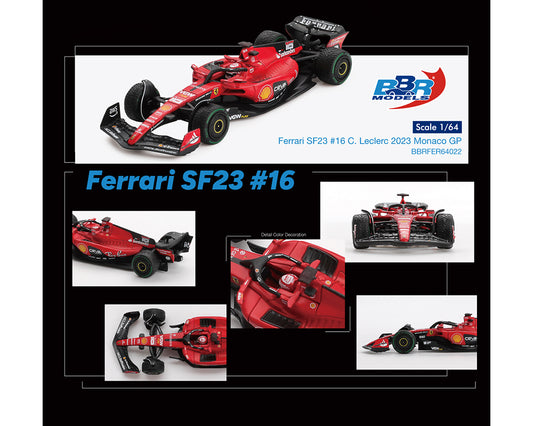 (Preorder) BBR Models 1:64 Ferrari F1 SF23 #16 C. Leclerc 2023 Monaco GP