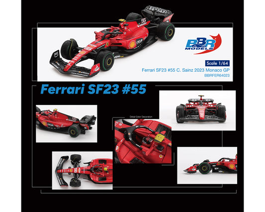 (Preorder) BBR Models 1:64 Ferrari F1 SF23 #55 C. Sainz 2023 Monaco GP