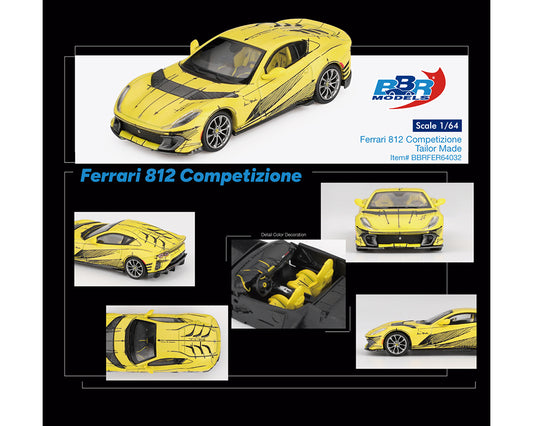 (PRE-ORDER) BBR Models 1:64 Ferrari 812 Competizione Tailor Made – Matte Yellow – Limited Edition