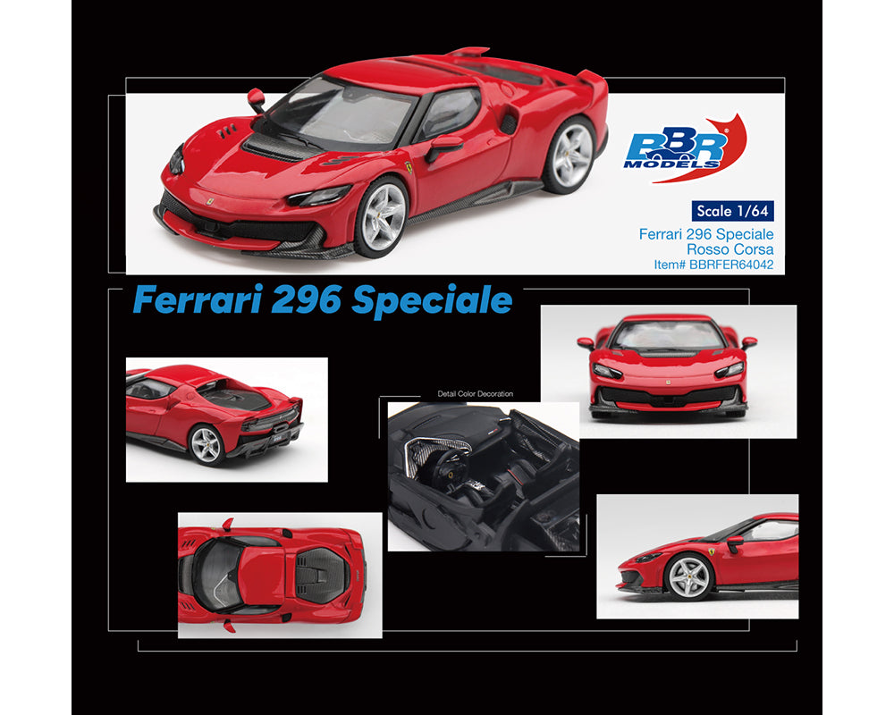 BBR 1:64 Ferrari 296 Speciale – Rosso Corsa Red – Limited Edition