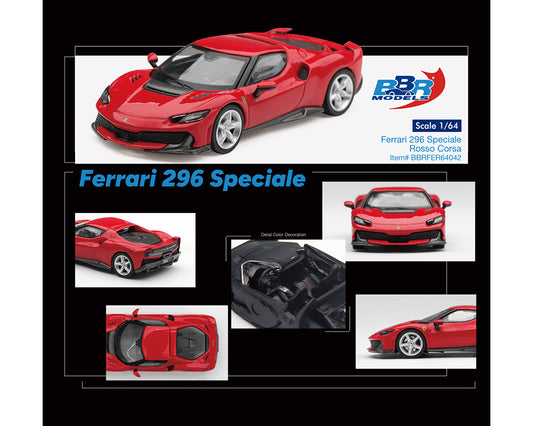 BBR 1:64 Ferrari 296 Speciale – Rosso Corsa Red – Limited Edition