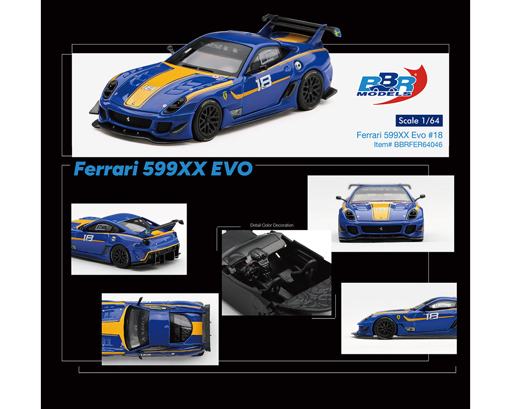BBR Models 1:64 Ferrari 599XX EVO #18 Blue
