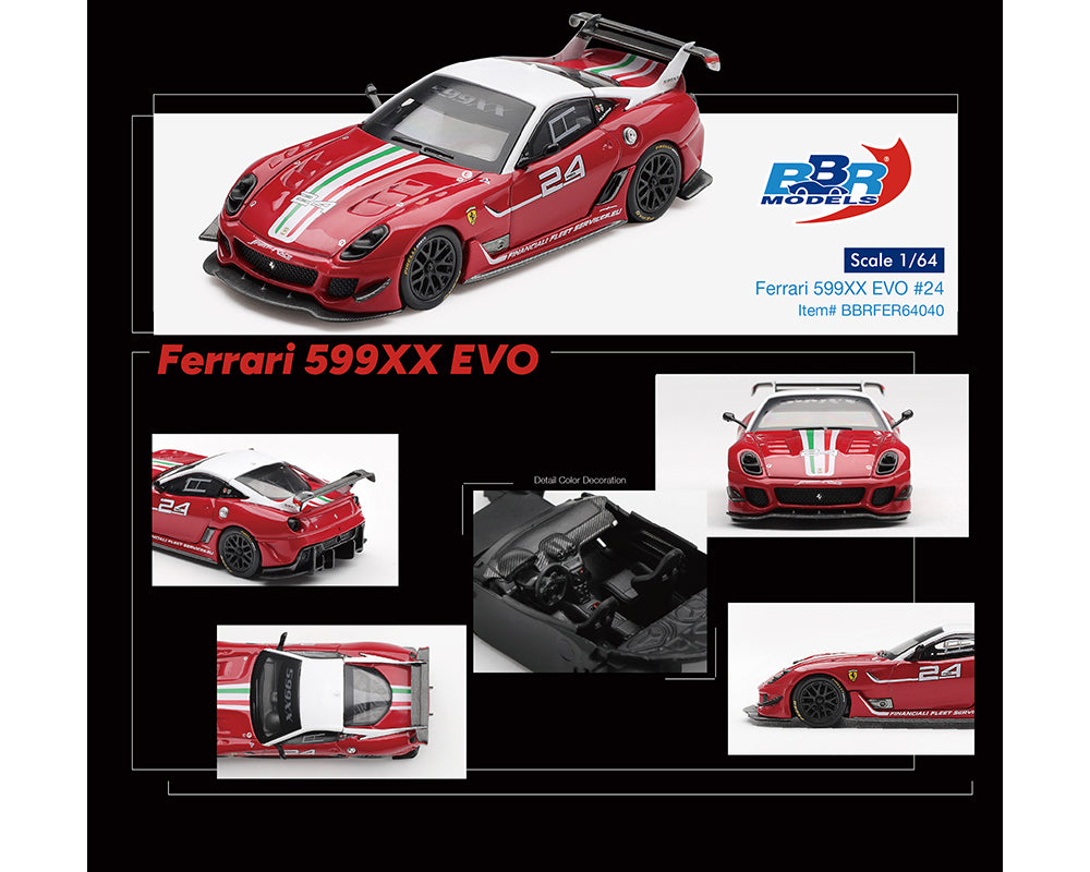 BBR Models 1:64 Ferrari 599XX EVO #24 – Red – Limited Edition