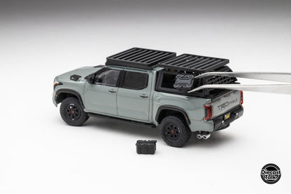 DiecastTalk Exclusive GCD 1/64 Toyota Tundra TRD PRO Lunar Rock with roof rack & accessories
