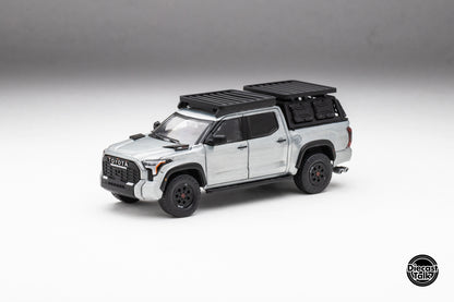 DiecastTalk Exclusive GCD 1/64 Toyota Tundra TRD PRO Lunar Rock with roof rack & accessories