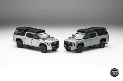 DiecastTalk Exclusive GCD 1/64 Toyota Tundra TRD PRO Lunar Rock with roof rack & accessories