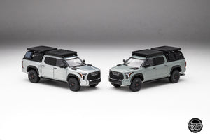DiecastTalk Exclusive GCD 1/64 Toyota Tundra TRD PRO Lunar Rock with roof rack & accessories