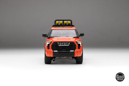 DiecastTalk Exclusive GCD 1/64 Toyota Tundra TRD PRO Solar Octane with accessories