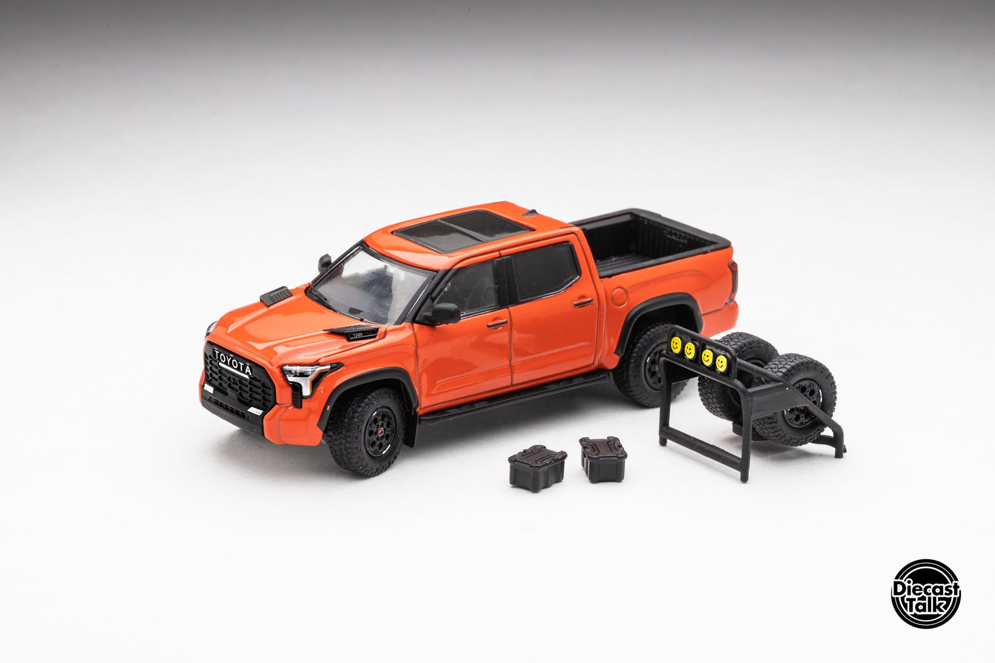 DiecastTalk Exclusive GCD 1/64 Toyota Tundra TRD PRO Solar Octane with