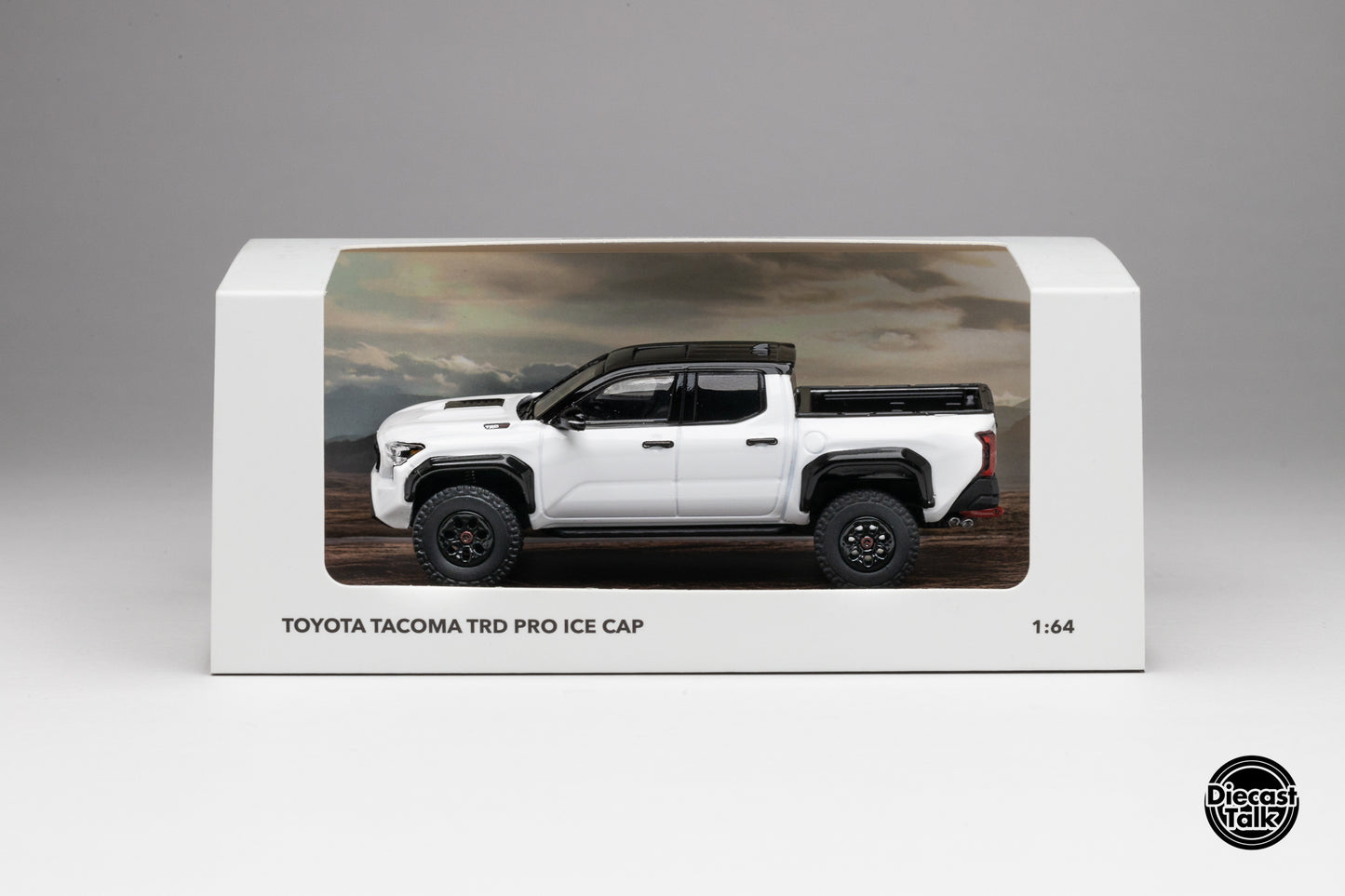 DiecastTalk Exclusive GCD 1/64 Toyota Tacoma TRD PRO (4th gen) ICE CAP WHITE