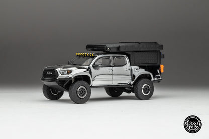 GCD DiecastTalk 5th Anniversary Exclusive 1/64 Toyota Tacoma Camper Black Chrome Ltd 650pcs