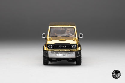 DiecastTalk MDX Exclusive 1/64 Toyota Land Cruiser 70 Arab Gold Edition