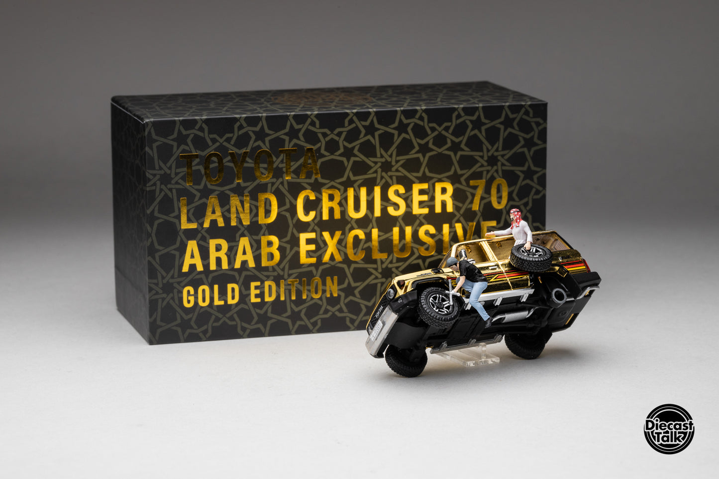 DiecastTalk MDX Exclusive 1/64 Toyota Land Cruiser 70 Arab Gold Edition