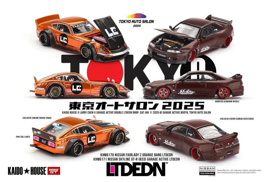 Kaido House x MiniGT 1/64 Tokyo Auto Salon Exclusive R33 + 240Z set