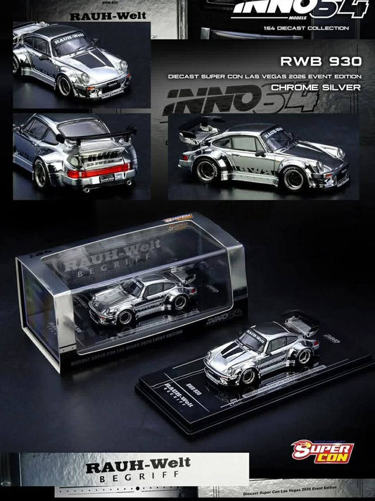 Inno64 1/64 Diecast Super Con Last Vegas RWB 930 Chrome