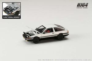 Hobby Japan 1/64 Toyota SPRINTER TRUENO GT APEX (AE86) JDM Style with WHITE BONNET White / Black