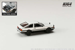 Hobby Japan 1/64 Toyota SPRINTER TRUENO GT APEX (AE86) JDM Style with WHITE BONNET White / Black