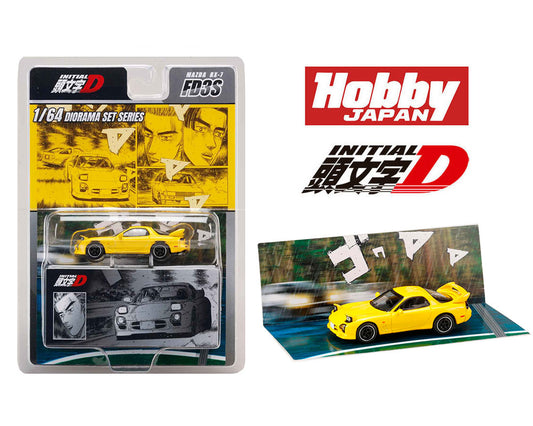 Hobby Japan 1:64 Initial D Diorama Set Series MAZDA RX-7 (FD3S) Project D Keisuke Takahashi VS Wataru Akiyama