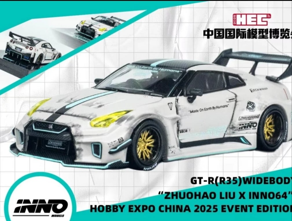 Inno64 1/64 HOBBY EXPO CHINA HEC Exclusive 2025 Nissan GT-R(R35) WIDEBODY ZHUOHAO LIU