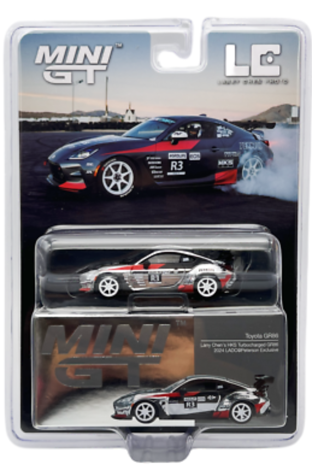 Mini GT 1:64 Toyota GR86 Larry Chen's HKS #821 LADC Petersen Exclusive Chrome