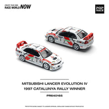 Load image into Gallery viewer, (Pre order) POPRACE 1/64 MITSUBISHI LANCER EVO IV - WINNER RALLY DE CATALUNYA 1997