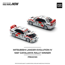 Load image into Gallery viewer, (Pre order) POPRACE 1/64 MITSUBISHI LANCER EVO IV - WINNER RALLY DE CATALUNYA 1997