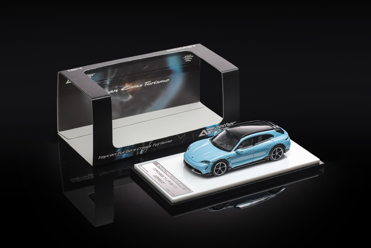 AF 1/64 Porsche Taycan Cross Turismo Turbo S Frozen Blue Metallic
