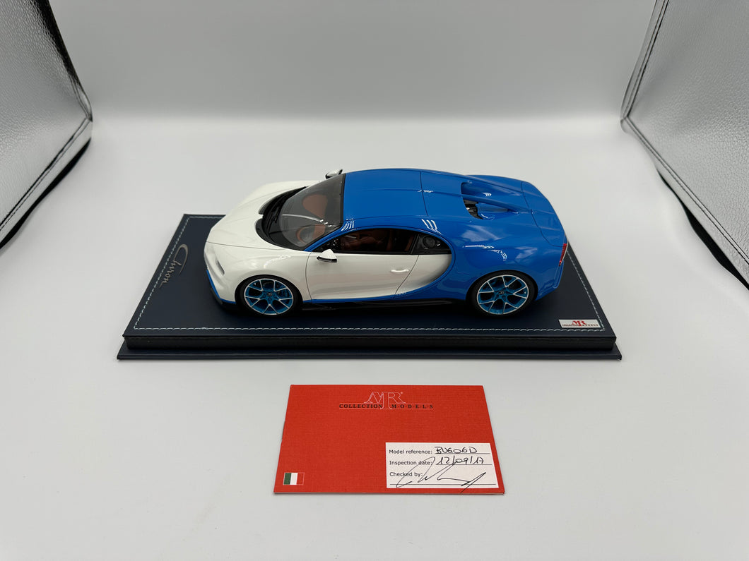 MR Collection 1:18 Bugatti Chiron White & Blue