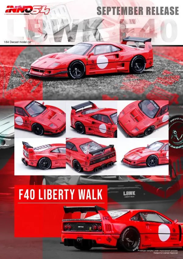 (Pre Order) Inno 1/64 Ferrari F40 LBWK Red