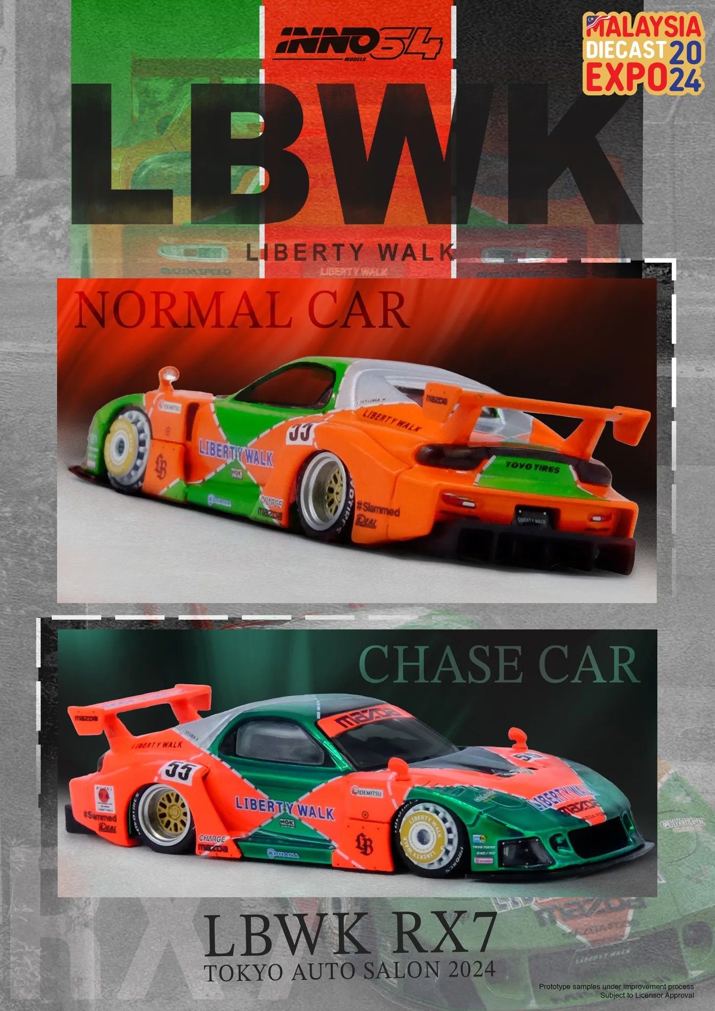 INNO64 1/64 LBWK RX7 (FD3S) LB-SUPER SILHOUETTE – Orange