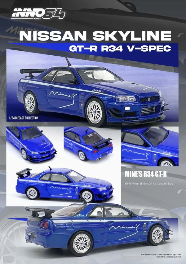 mine ‼️ INNO64 1/64 NISSAN SKYLINE GT-R (R34) V-SPEC Tuned by “MINE'S