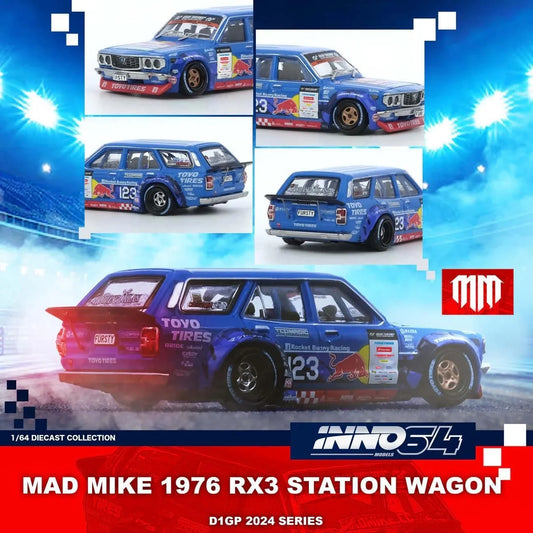 Inno64 1:64 MAD MIKE 1976 MAZDA RX3 Station Wagon D1GP Series 2024