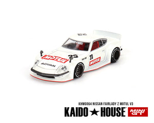 Kaido House x Mini GT 1:64 Datsun KAIDO Fairlady Z MOTUL V3 – White – Limited Edition