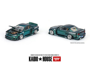 Kaido House x Mini GT 1:64 Nissan Skyline GT-R (R34) Kaido Works GReddy V1 – Green – Limited Edition