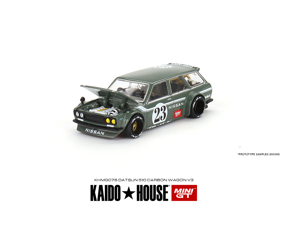 (Preorder) Kaido House x Mini GT 1:64 Datsun KAIDO 510 Wagon CARBON FIBER V3