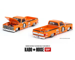 (Preorder) Kaido House x Mini GT 1:64 Chevrolet Silverado Dually KAIDO WORKS V2 – Orange