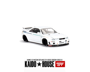 Kaido House x Mini GT 1:64 Nissan Skyline GT-R (R33) Greddy GR33 V1- White