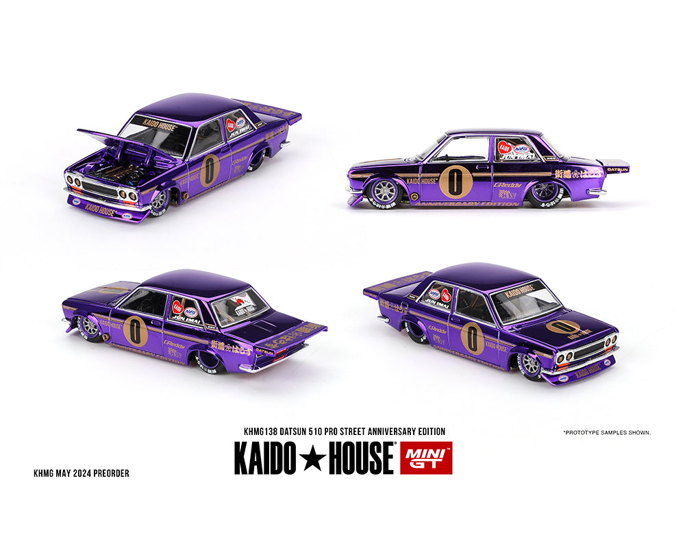 Kaido House x Mini GT 1:64 Datsun 510 Pro Street Anniversary Edition – Purple