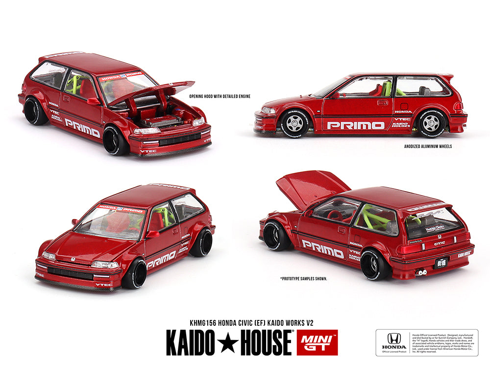 Kaido House x Mini GT 1:64 Honda Civic (EF) Kaido Works V2- M Red