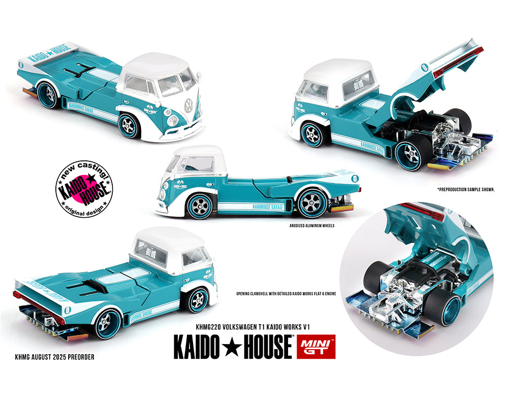 (Preorder) Kaido House x Mini GT Volkswagen T1 KAIDO WORKS V1 – Turquoise/White