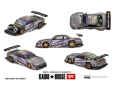 Kaido House x Mini GT Nissan Silvia S13-R Kaido Drift V1 Greddy – Gunmetal Gray