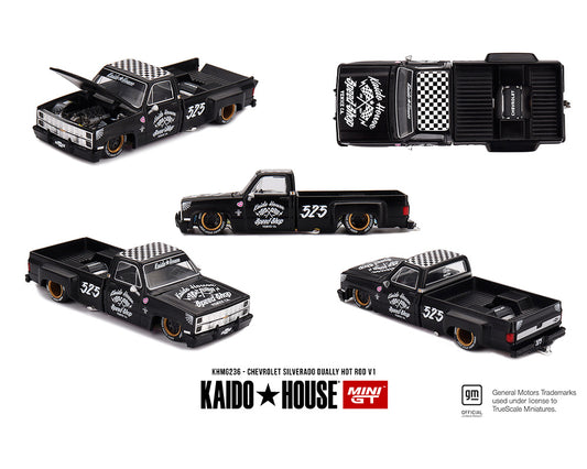 Kaido House x Mini GT Chevrolet Silverado Dually Hot Rod V1 – Flat Black
