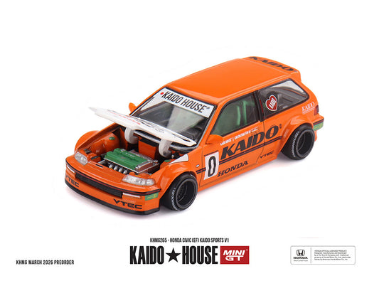 Kaido House x Mini GT 1:64 Honda Civic (EF) Kaido Sports V1 – Orange – Limited Edition