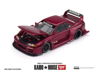 Kaido House x Mini GT 1:64 Nissan Skyline GT-R (R32) Kaido Works V1 – Burgundy Red