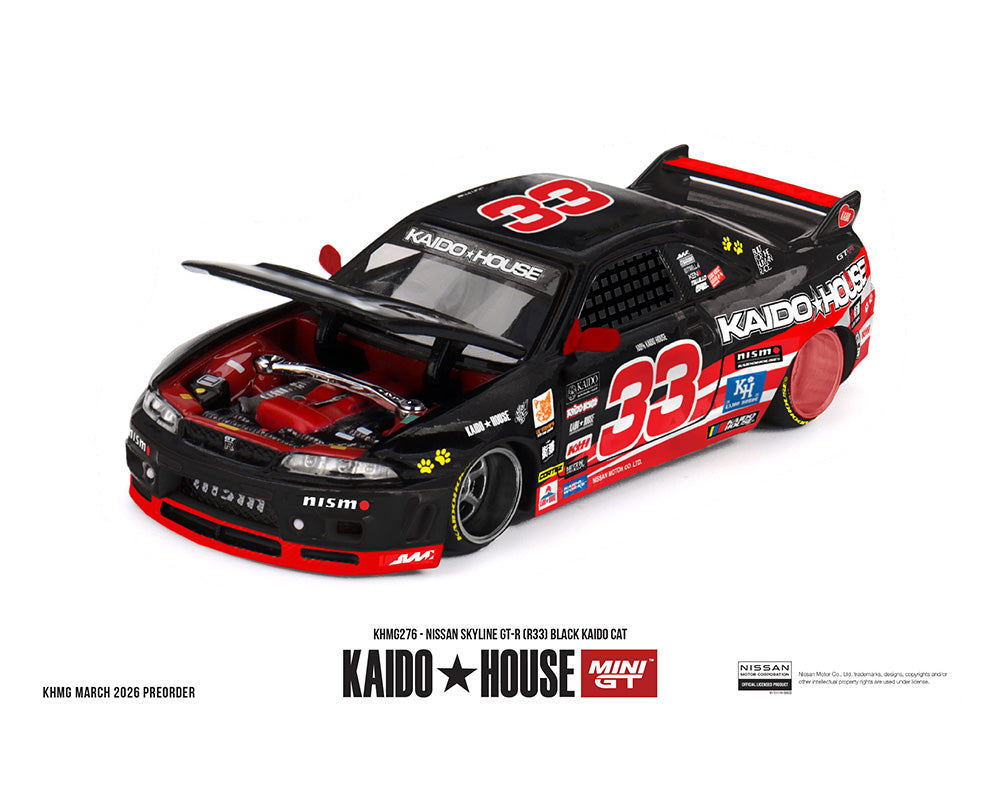 Kaido House x Mini GT 1:64 Nissan Skyline GT-R (R33) Black Kaido Cat – Limited Edition