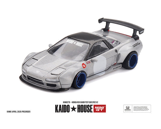 Kaido House x Mini GT 1:64 Honda NSX Kaido Test Car Spec V2 – Silver w/ Carbon