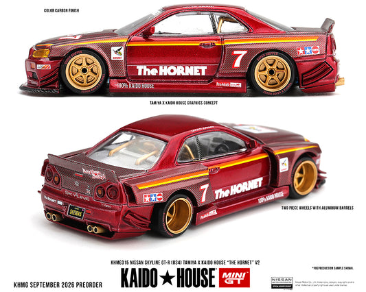 Kaido House x Mini GT Nissan Skyline GT-R (R34) TAMIYA x KAIDO HOUSE “The Hornet” V2 – M. Red Carbon