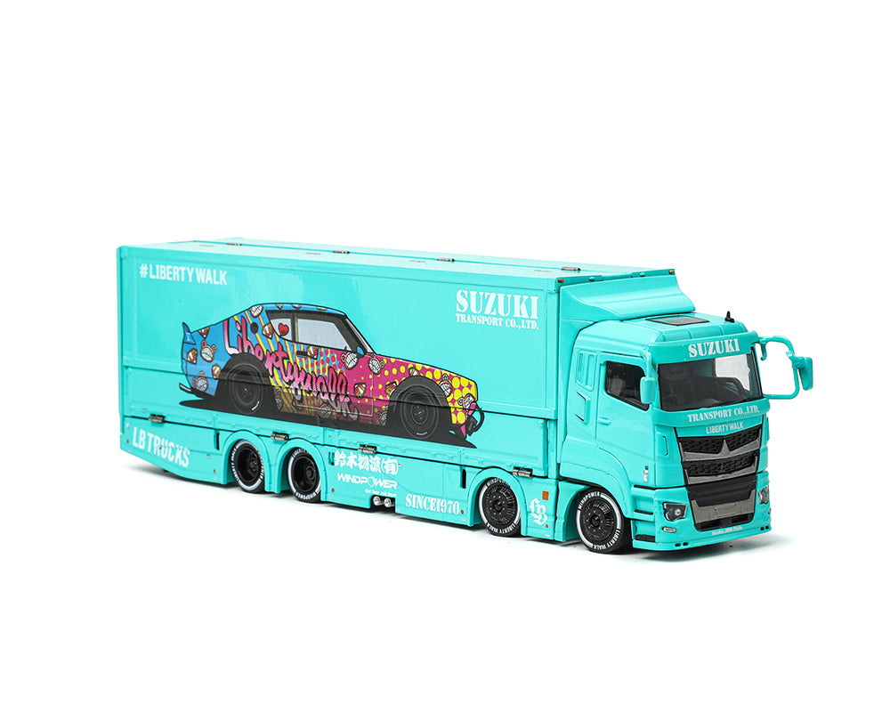 ミニカー LBWK 1/64 LB Trucks FUSO Racing Mitsubishi Fuso Truck with Transporter 